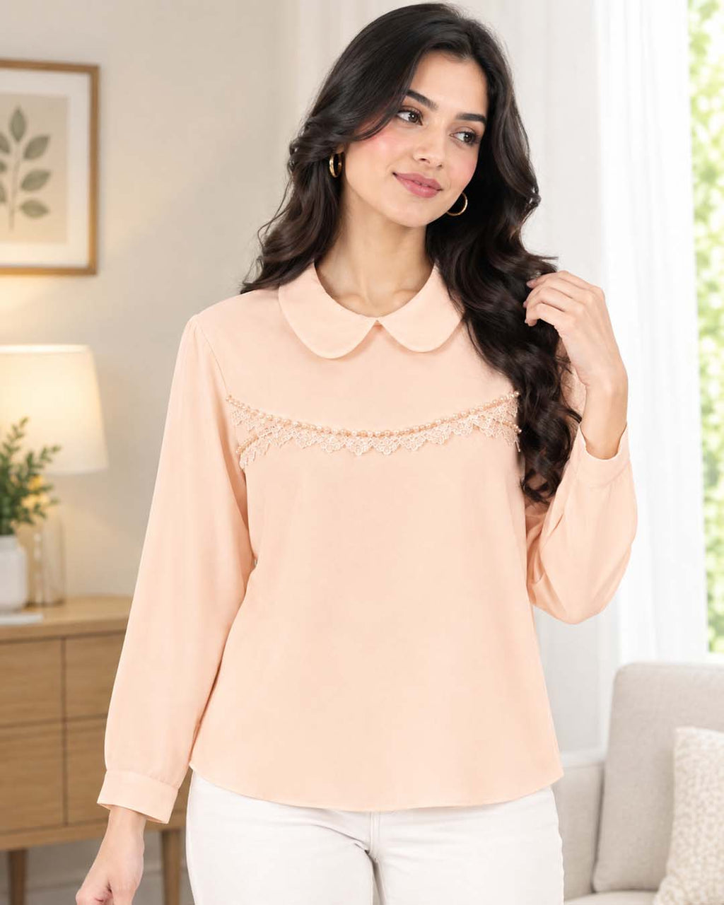 Peach Women Top Match Outfits By Gohar