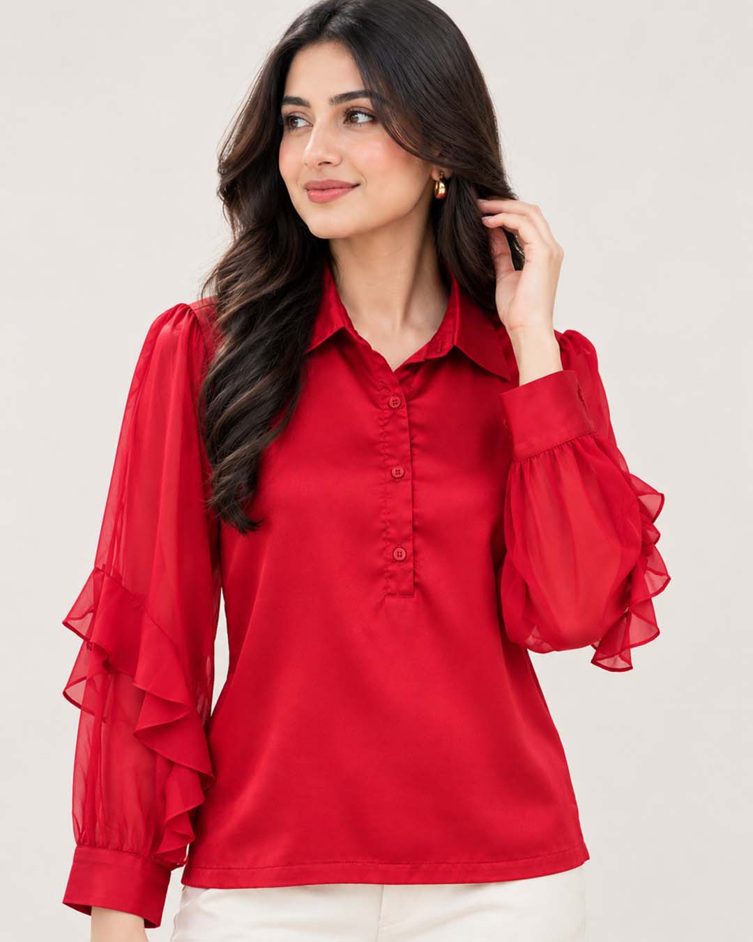 Women Collar Short Top Match Outfits By Gohar