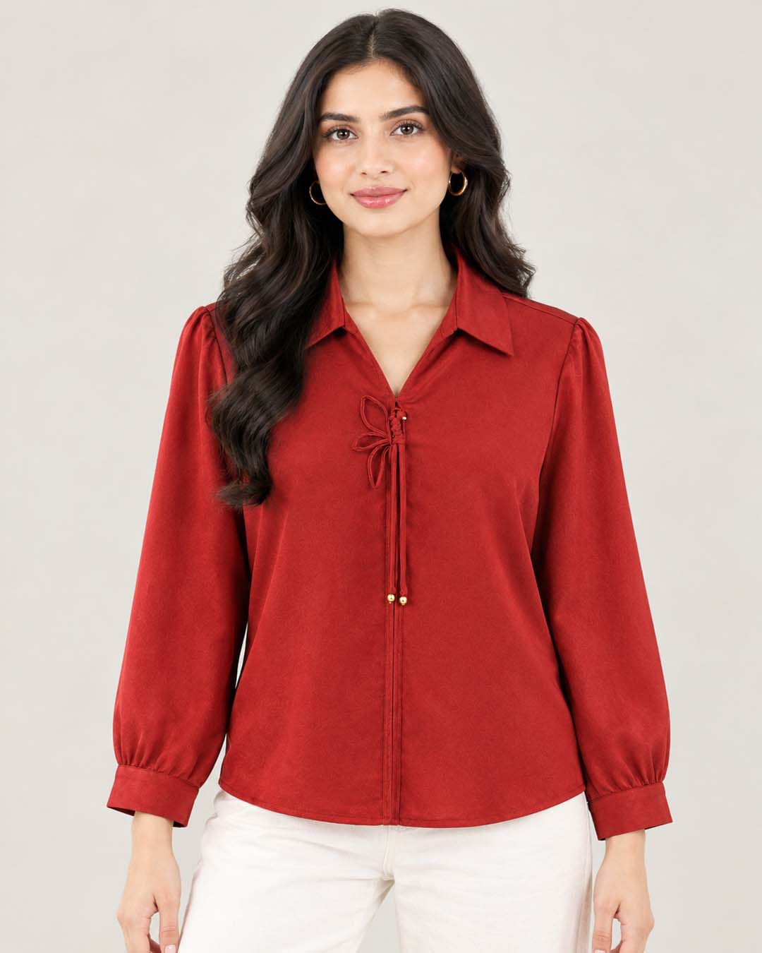 Red Long-Sleeve Top Match Outfits By Gohar