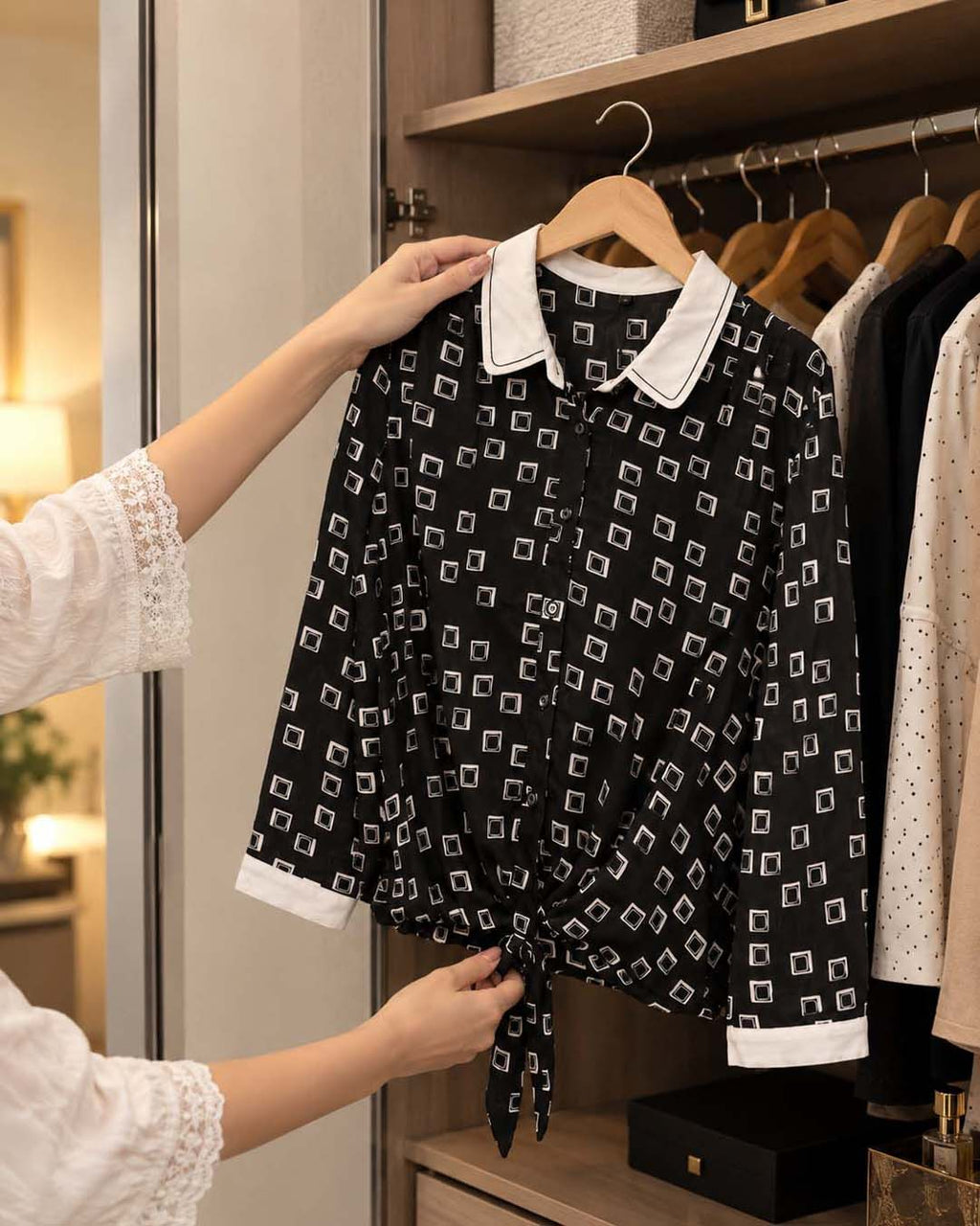 Geometry Design Short Top Match Outfits By Gohar