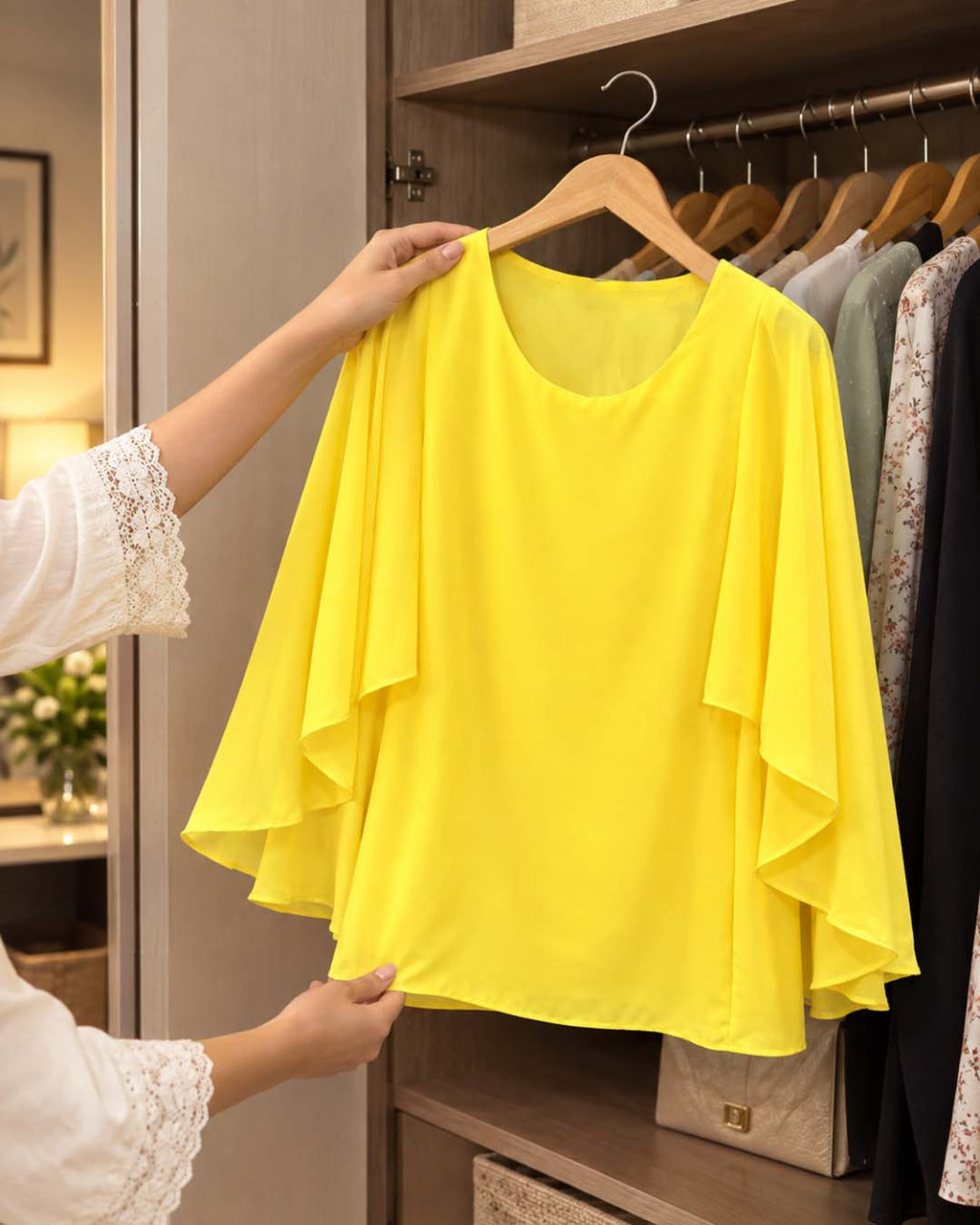 Women Yellow Color Short Top Match Outfits By Gohar