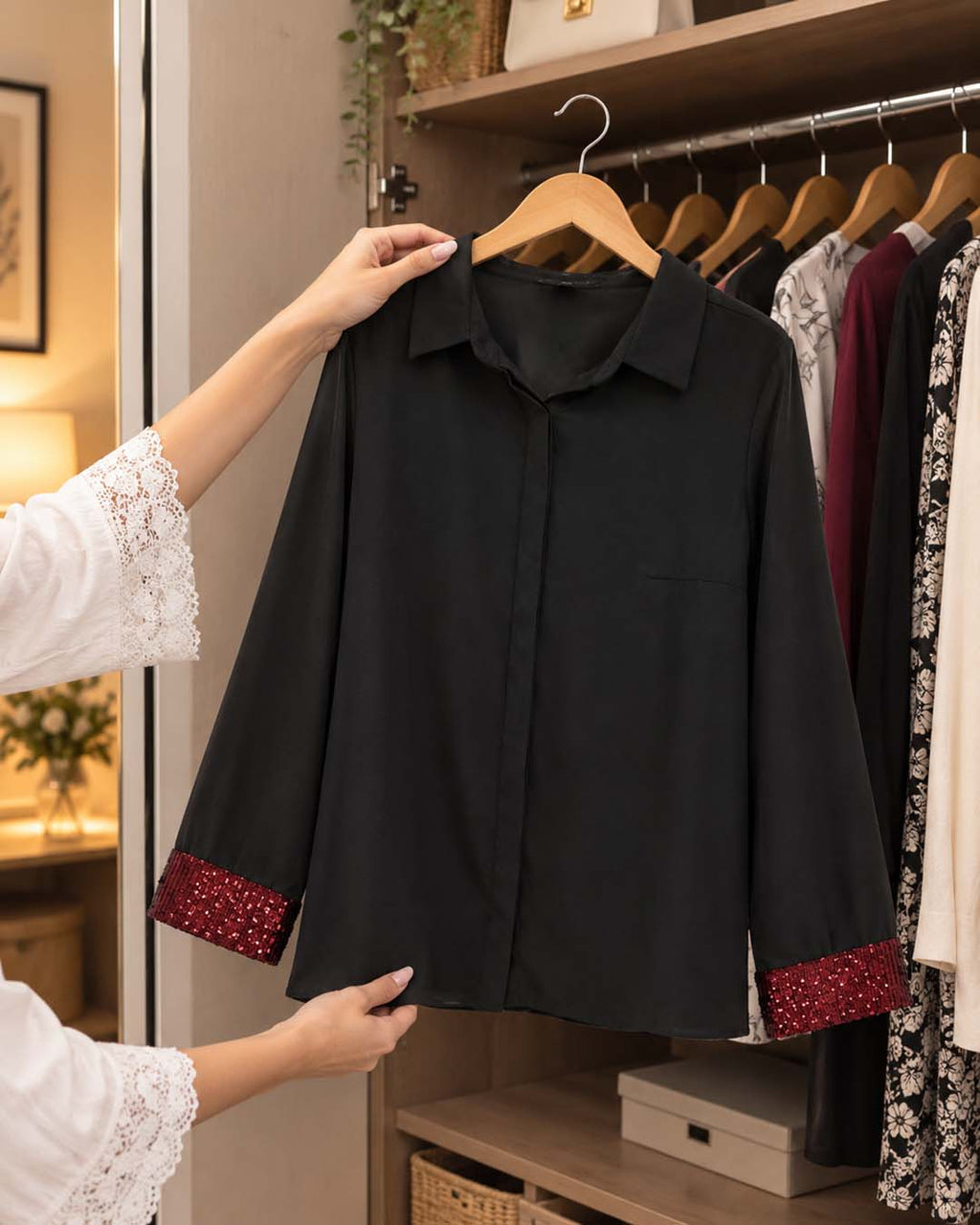 Design Cuff Black Shirt Match Outfits By Gohar