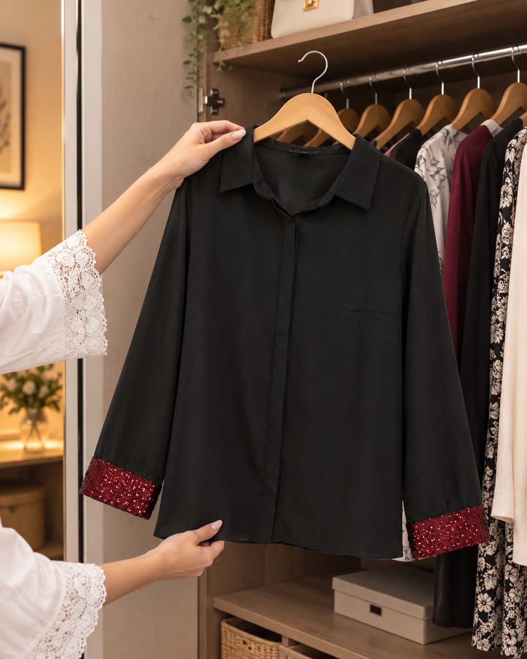 Design Cuff Black Shirt Match Outfits By Gohar