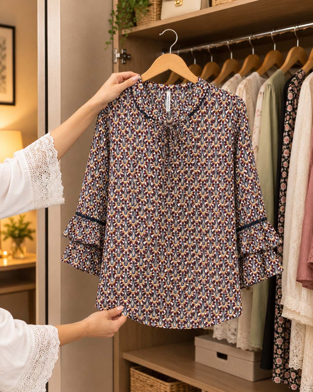 Color Full Geometric Pattern Top Match Outfits By Gohar