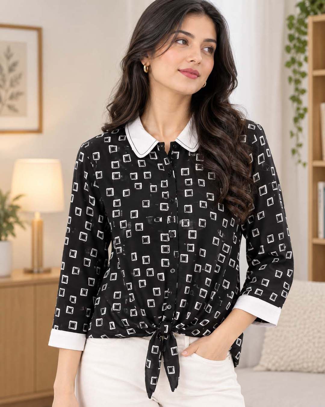 Geometry Design Short Top Match Outfits By Gohar