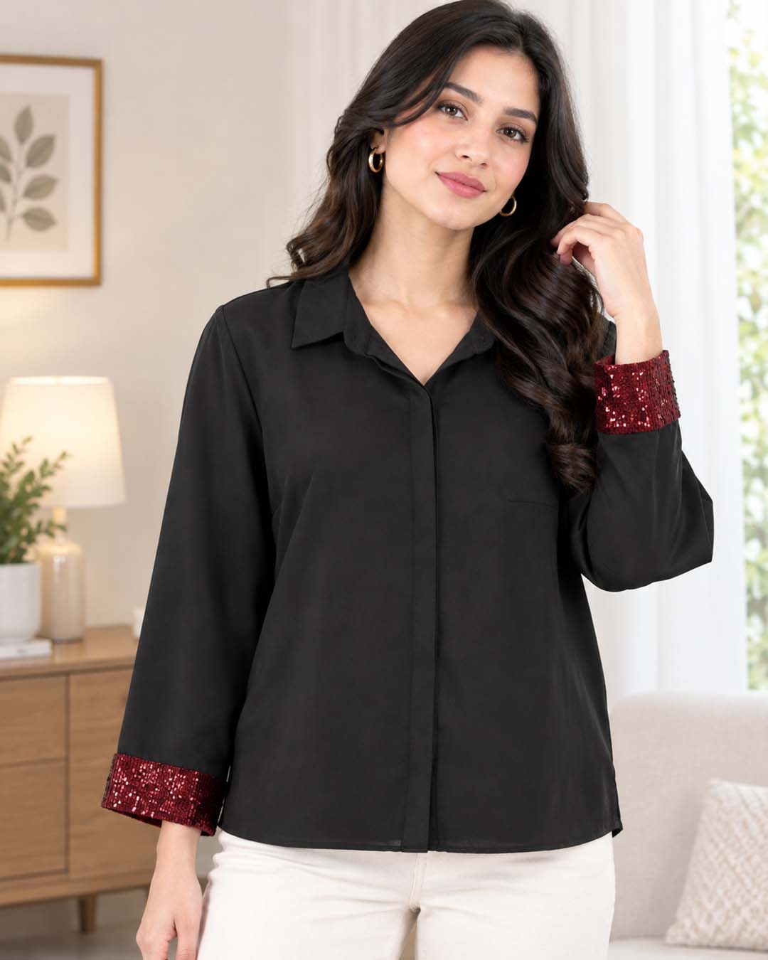 Design Cuff Black Shirt Match Outfits By Gohar